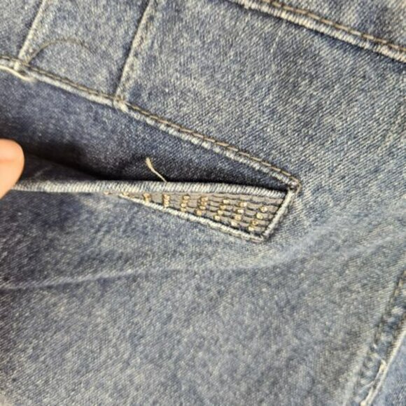 D&R Blue Denim Butt Lifting Women Bermuda Shorts Size 21/22 Faux Pockets - Picture 5 of 12
